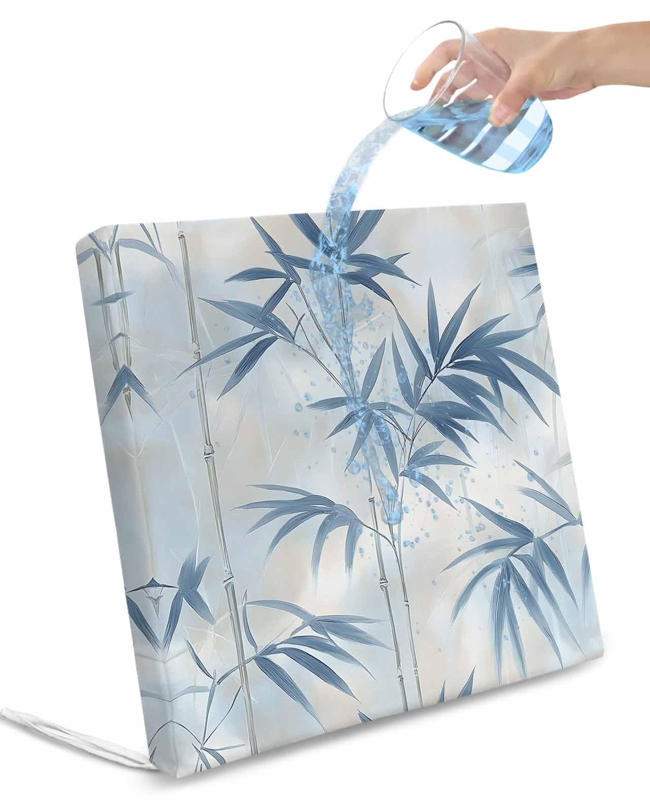 2 Pack Pastoral Botanical Waterproof Cushion Covers with Ties, Outdoor Patio Chaise Lounge Chair Seat Cushion Slip Covers Replacement(Only Cover) Spring Summer Leaf Blue 20