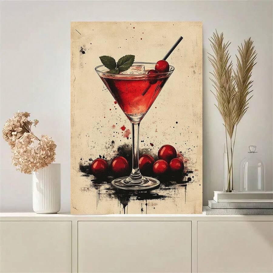 Tableau moderne verre martini rouge solution deco cuisine et bar vide - 3