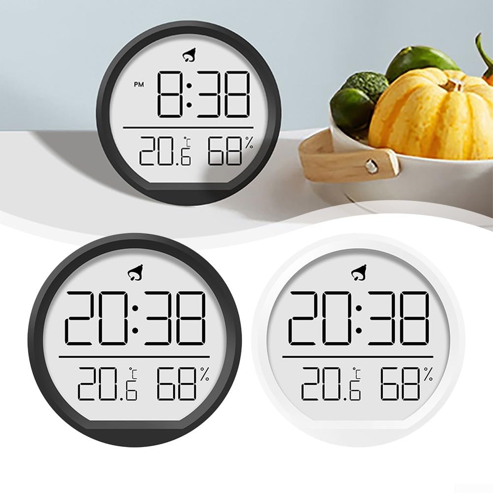 Orologio Da Parete Digitale Con Termometro E Igrometro - Bianco, Display Grande, Magnetica - Foto 10