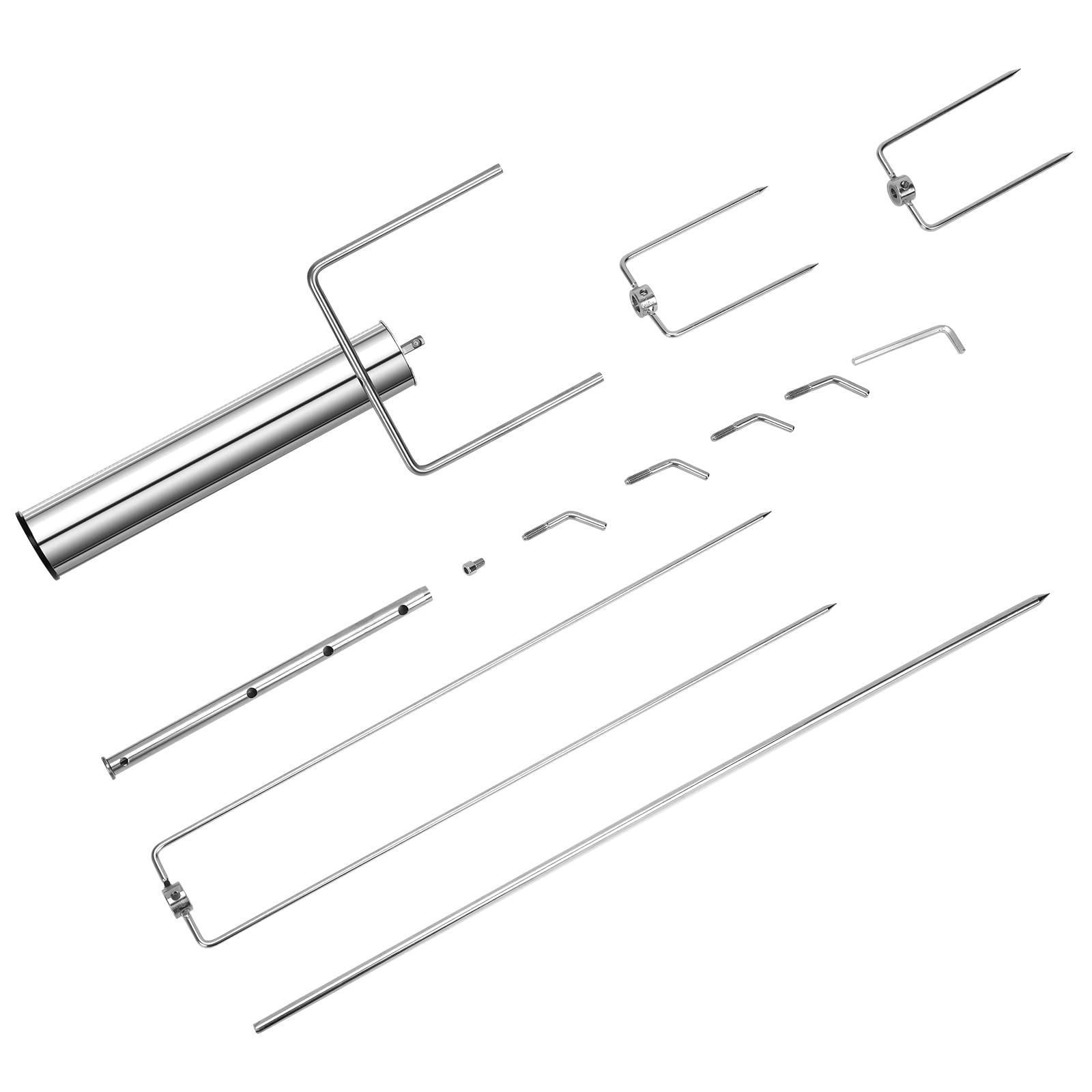 Kit girarrosto Universale con Motore Elettrico, Senza Fili, Lunghezza Regolabile, Alimentato a Batteria, Supporto per arrosto per Maiale, Pollo e Barbecue all'aperto