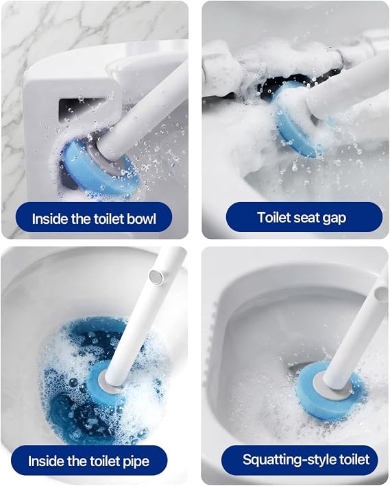 SOPAMI Disposable Toilet Brush with 32 Refills Deep Cleaning Touch Free | Auto Lid Opener Wall-Mounted Toilet Wand Kit for Deep Cleaning Bathroom Touch Free Access Toilet Bowl Cleaner