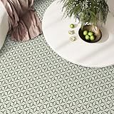 Dureidos Peel and Stick Floor Tile 12'x12', 10Pcs Waterproof Flooring Self-Adhesive Peel and Stick Tile for Bathroom, Kitchen, Geometric Green Pattern(10 sq.ft.)