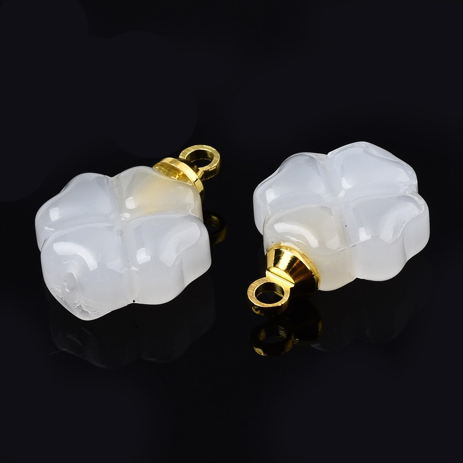 Stiesy Glass Clover Charms 20Pcs White Four Leaf Glass Pendants Imitation Jade Lucky Clover Charm Bulk for Jewelry Making Crafts DIY Bracelet Gifts - Image 4