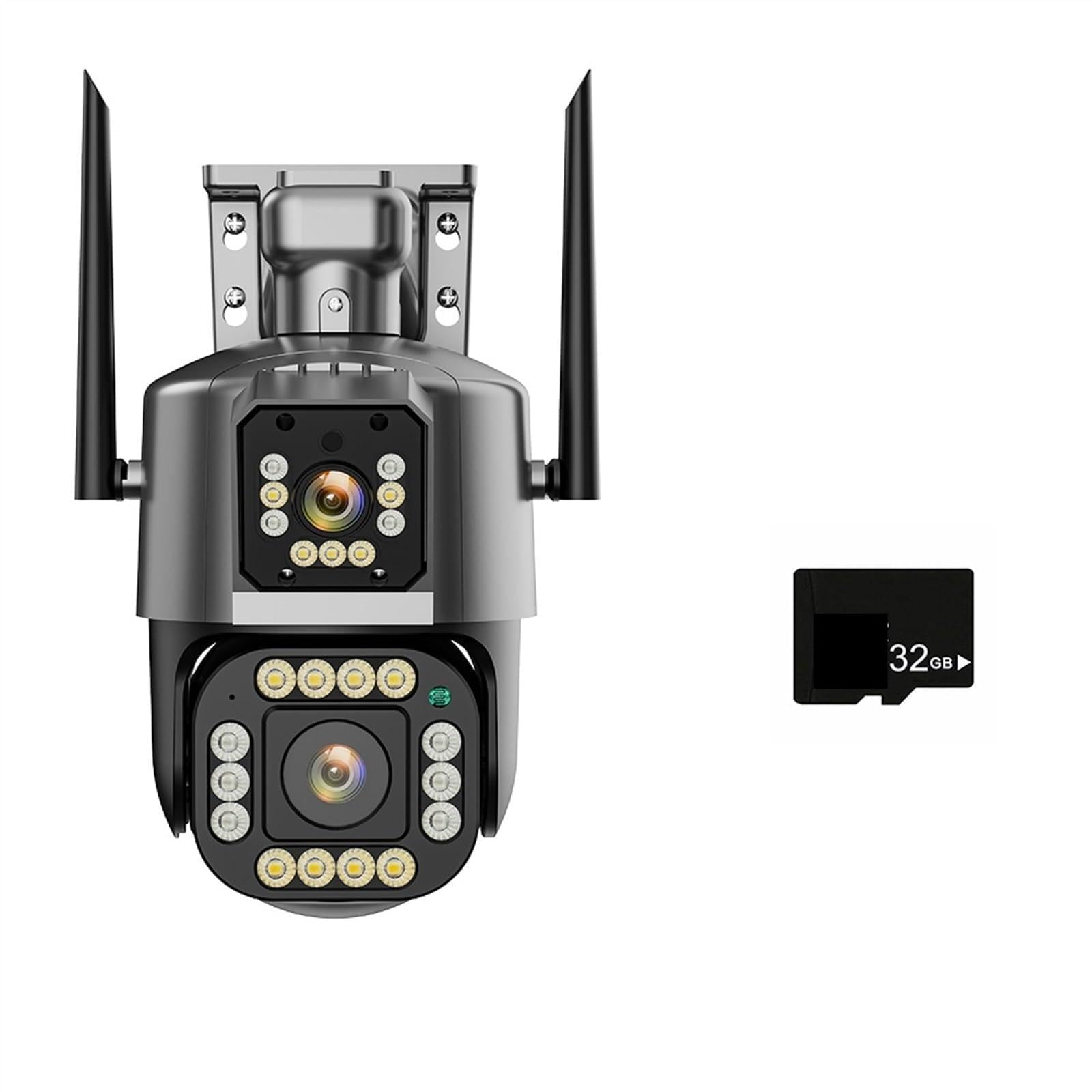 CVFRDD 6K HD IP Camera 16MP 10X Hybrid Zoom Auto Tracking PTZ Camera Outdoor Four Lens Three Screen Security Cam 4K Surveillance(4K Camera Add 32G)