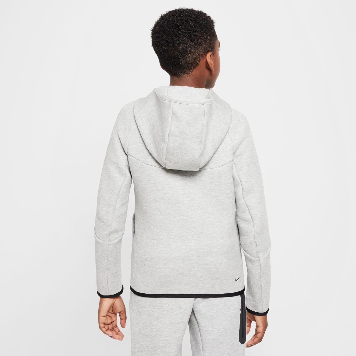 Nike Sportswear Tech Fleece Big Kids' Full-Zip Hoodie (HV5867-063, Dark Grey Heather/Dark Grey Heather/) Size Large - Image 3