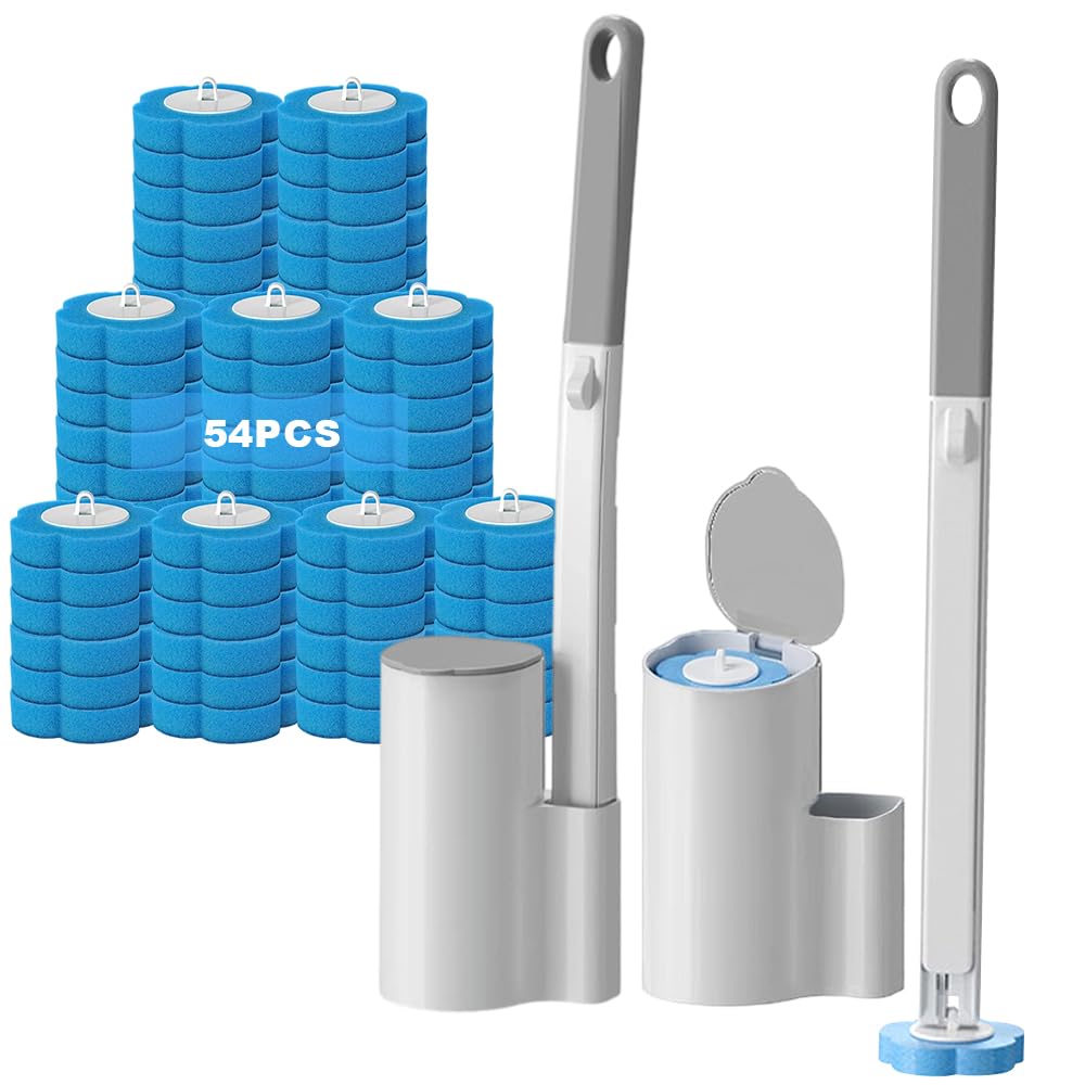 Brosse de toilette jetable avec poignée allongée et support mural complet
