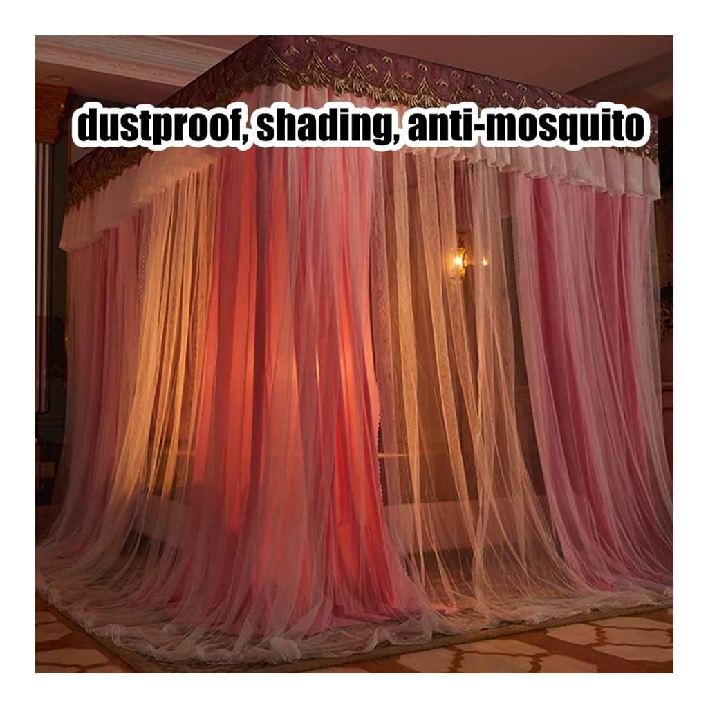 Luxuriöser Betthimmel, dekorative Vorhänge für das Schlafzimmer – verdunkelnd, staubdicht, Moskitonetze an Betten (Stil 4, 1,8 x 2 x 2 m)