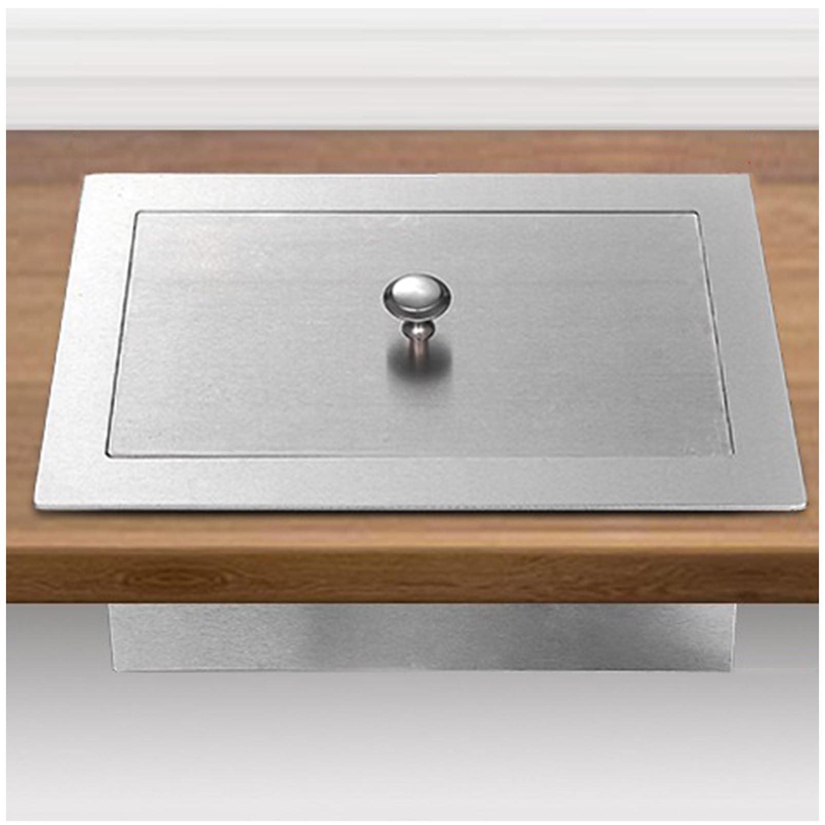 GLJTUO Built-in Trash Can, Kitchen Countertop Trash Chute, Stainless Steel Garbage Bin with Lid, Recessed Design for Space-saving Waste Disposal,Single Lid-rectangle