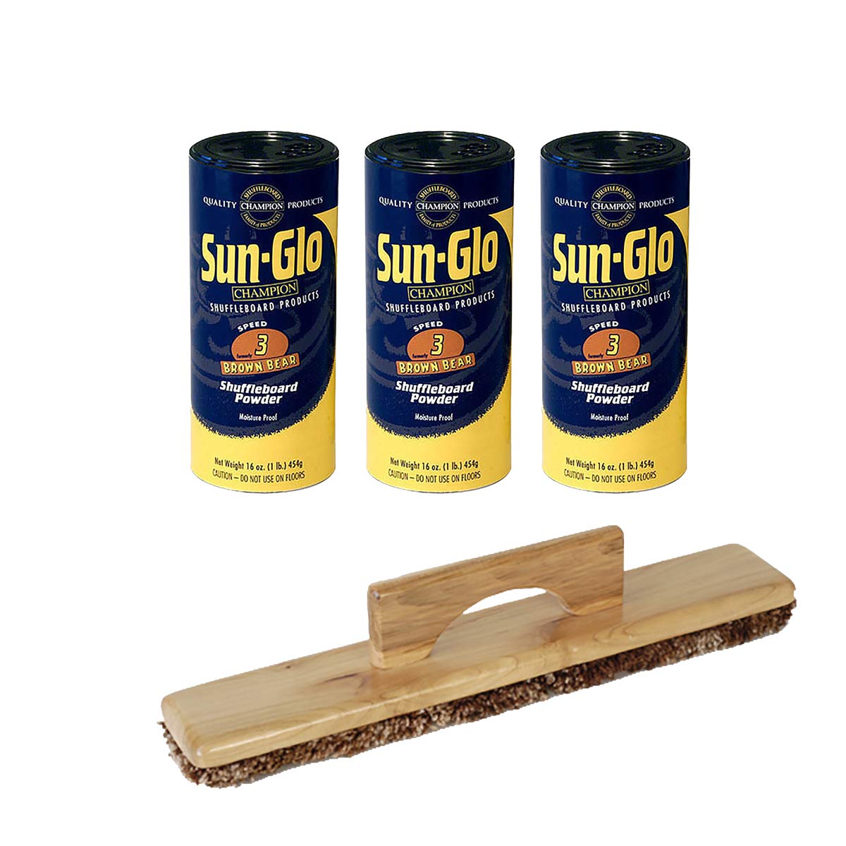 Sun-Glo 3 Cans #3 Brown Bear Wax and 1 Shuffleboard Sweep
