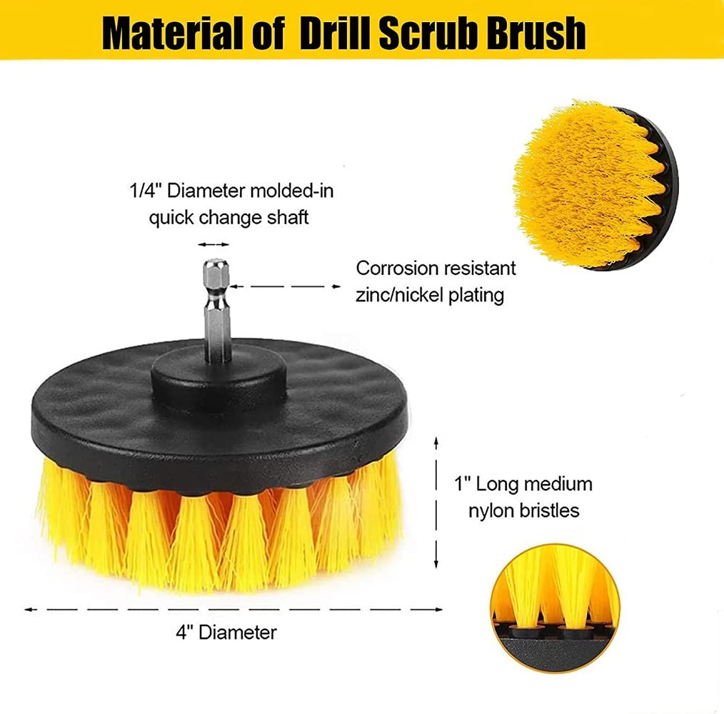 WOTOFY 3Pcs Nylon Multi-Function Drill Brush Set, Floor Carpet Cleaning Polishing Kitchen Bathroom Cleaning Tool Kit (Multicolor) (pack of 1) 3