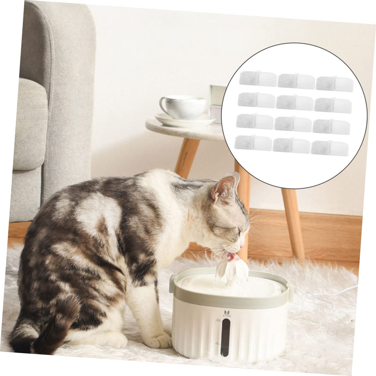 Happyyami 48stücke Katzenbrunnen Filter Für Wasserspender Hochwertige Aktivkohle Ersatzfilter Für Haustiertrinkbrunnen Effektive Reinigung Wasseraufnahme