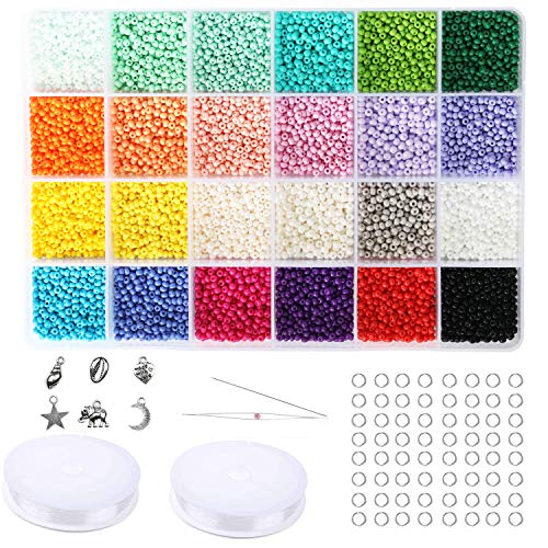 24000 Perline Di Vetro 2 Mm Per Gioielli Fai Da Te – 24 Colori Assortiti In Scatola Organizer, Tibaoffy, Dimensioni 12/0, Foro 0,6 Mm