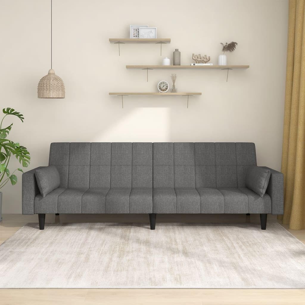 Sofa Cama, Sofá 2 Plazas, Sofá de Salón, Moderno Sofá de Apartamento u Dormitorio, Convertible, Sofá Cama de 2 Plazas con Dos Almohadas Tela Gris Claro