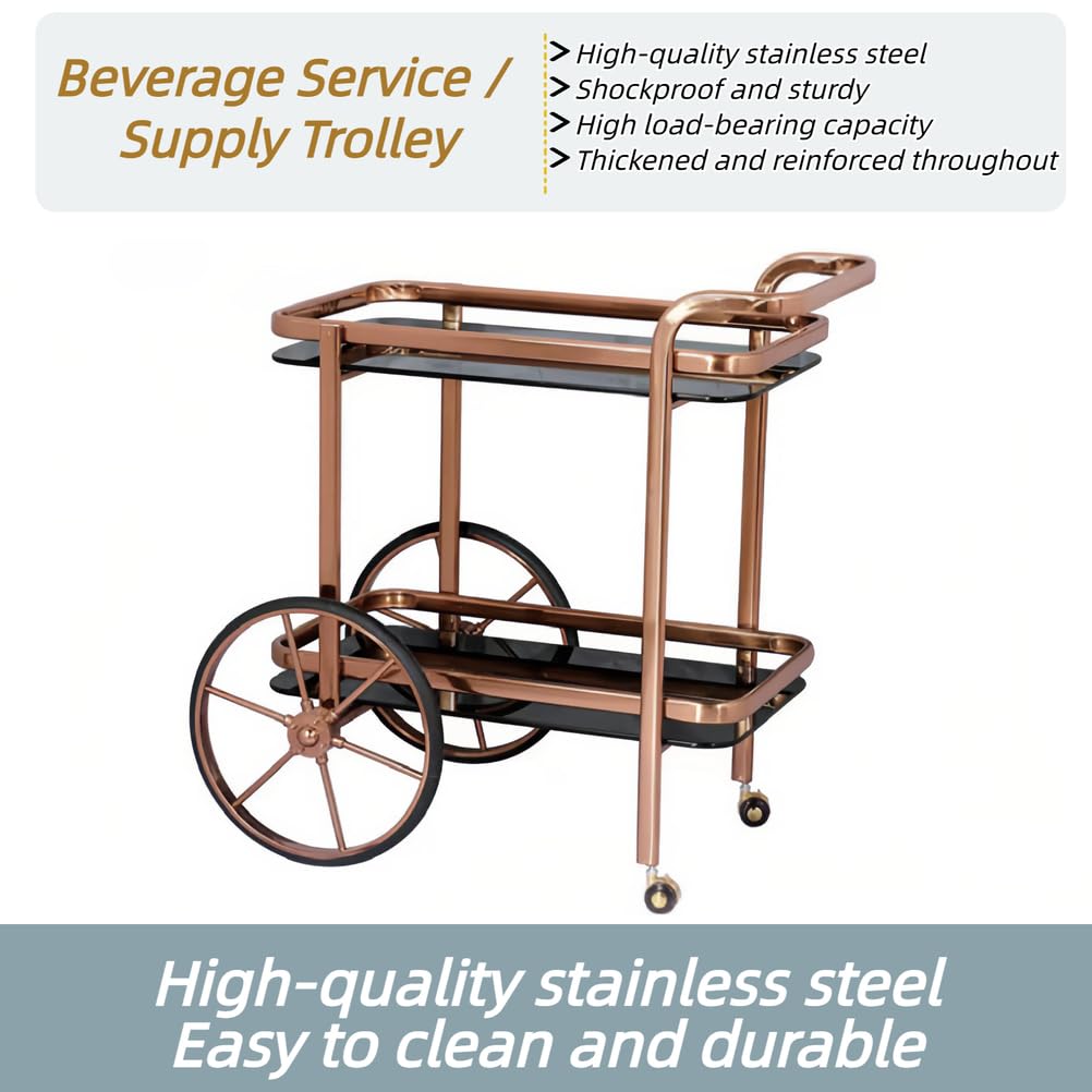 Servierwagen Aus RoséGoldenem, Ablagegestell FüR SpeisesäLe, Mit Universalrollen, Eleganter Servierwagen FüR Bankette, Restaurants Und Zuhause