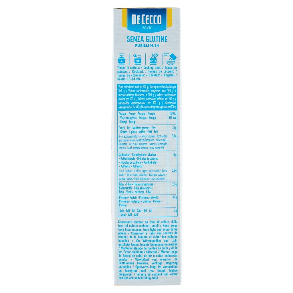 10 fideos de Cecco Fusilli 400 g senza Glutine sin gluten pasta pasta