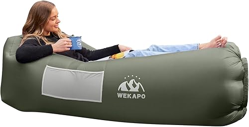 Miniatura 8 de Wekapo Tumbona inflable para sofá de aire portátil a prueba de agua y diseño antifugas de aire sofá ideal para patio trasero playa viajes camping