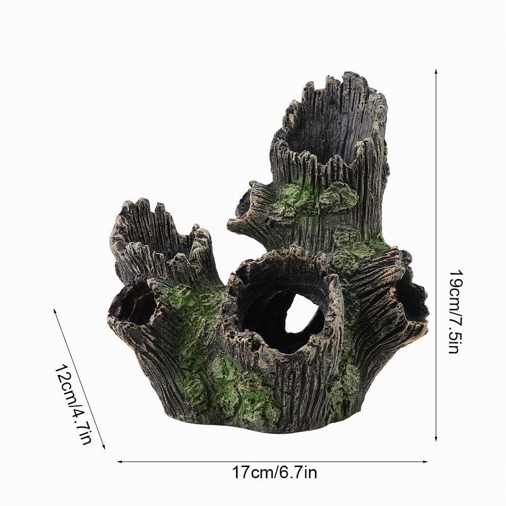 Serbatoio di Pesce Resina Artificiale Ornamenti di Tronco d'albero Cavo, Riparo per gamberetti per Acquario Hideaway Cave Driftwood Decoration Decor Habitat(Un)