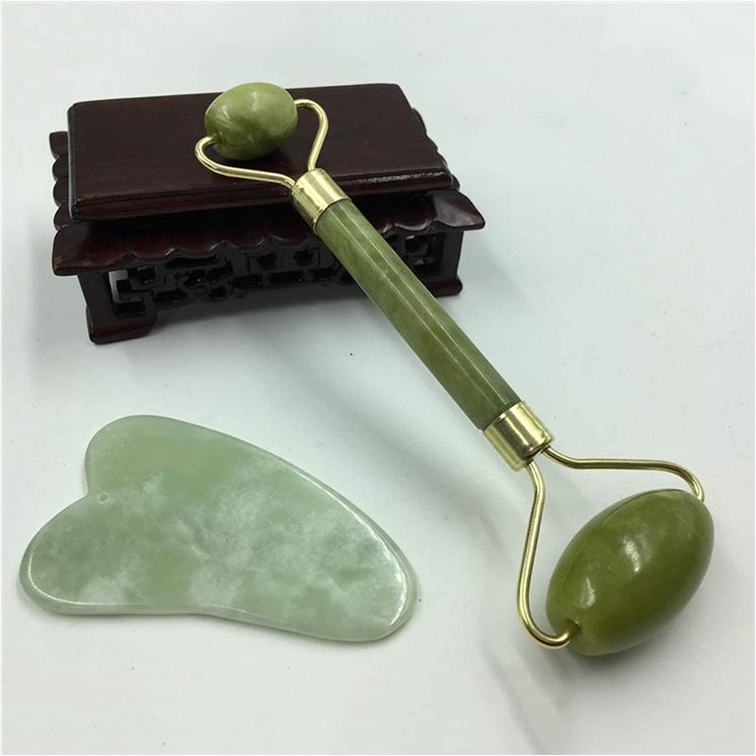 Dadhichi Zone Facial Massager Jade Roller & Gua Sha Tool – Natural Stone Face & Neck Massage Set for Relaxation, Circulation & Skincare Routine 2