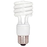 Satco S7217 13-Watt Medium Base T2 Mini Spiral, 2700K, 120V, Equivalent to 60-Watt Incandescent Lamp for Enclosed Fixtures,White