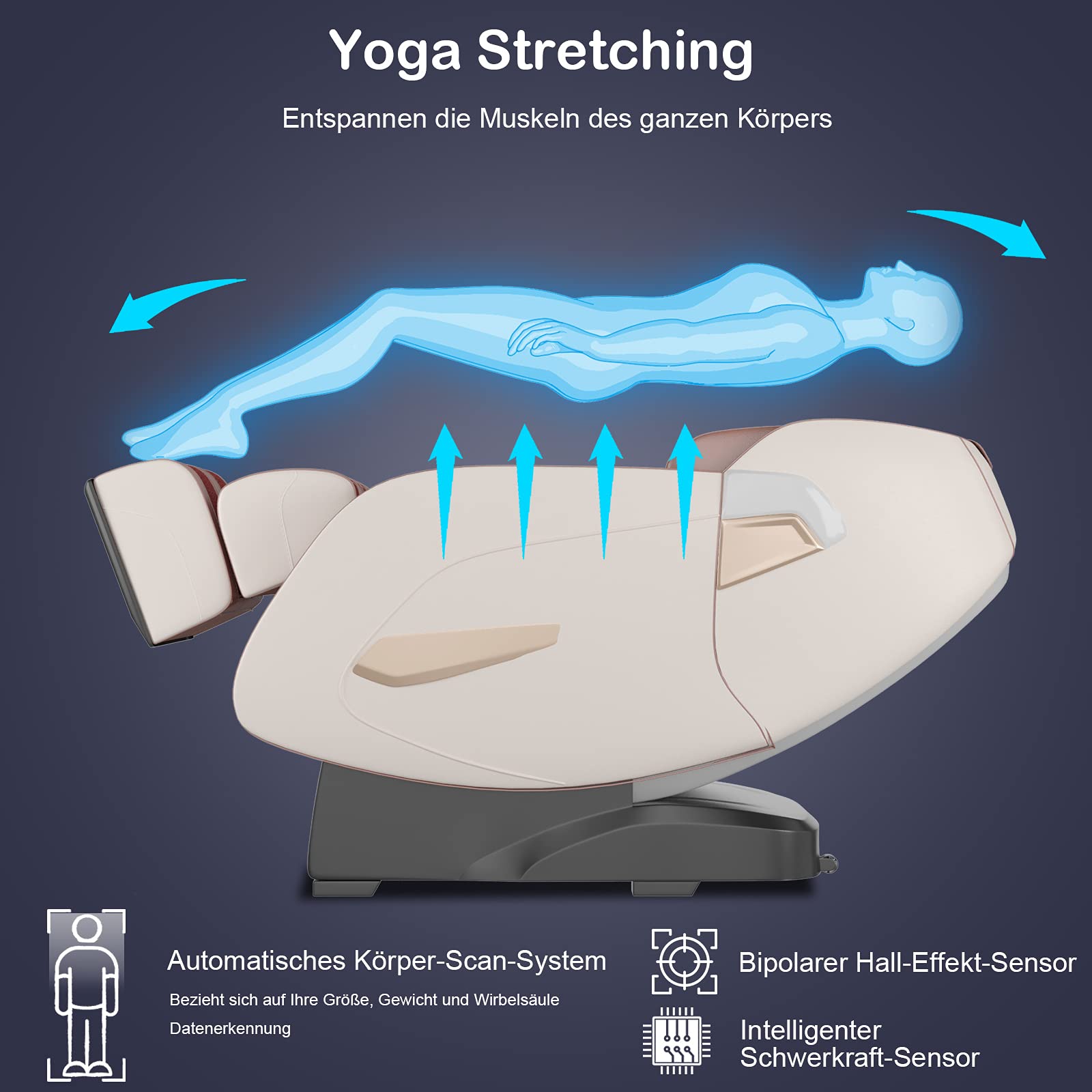 COSTWAY Elektryczny fotel do masażu Shiatsu na całe ciało, fotel do masażu Zero Gravity z masażem śladami SL, 32 poduszki pneumatyczne, ogrzewanie, fotel relaksacyjny regulowany, 12 programów (Beżowy