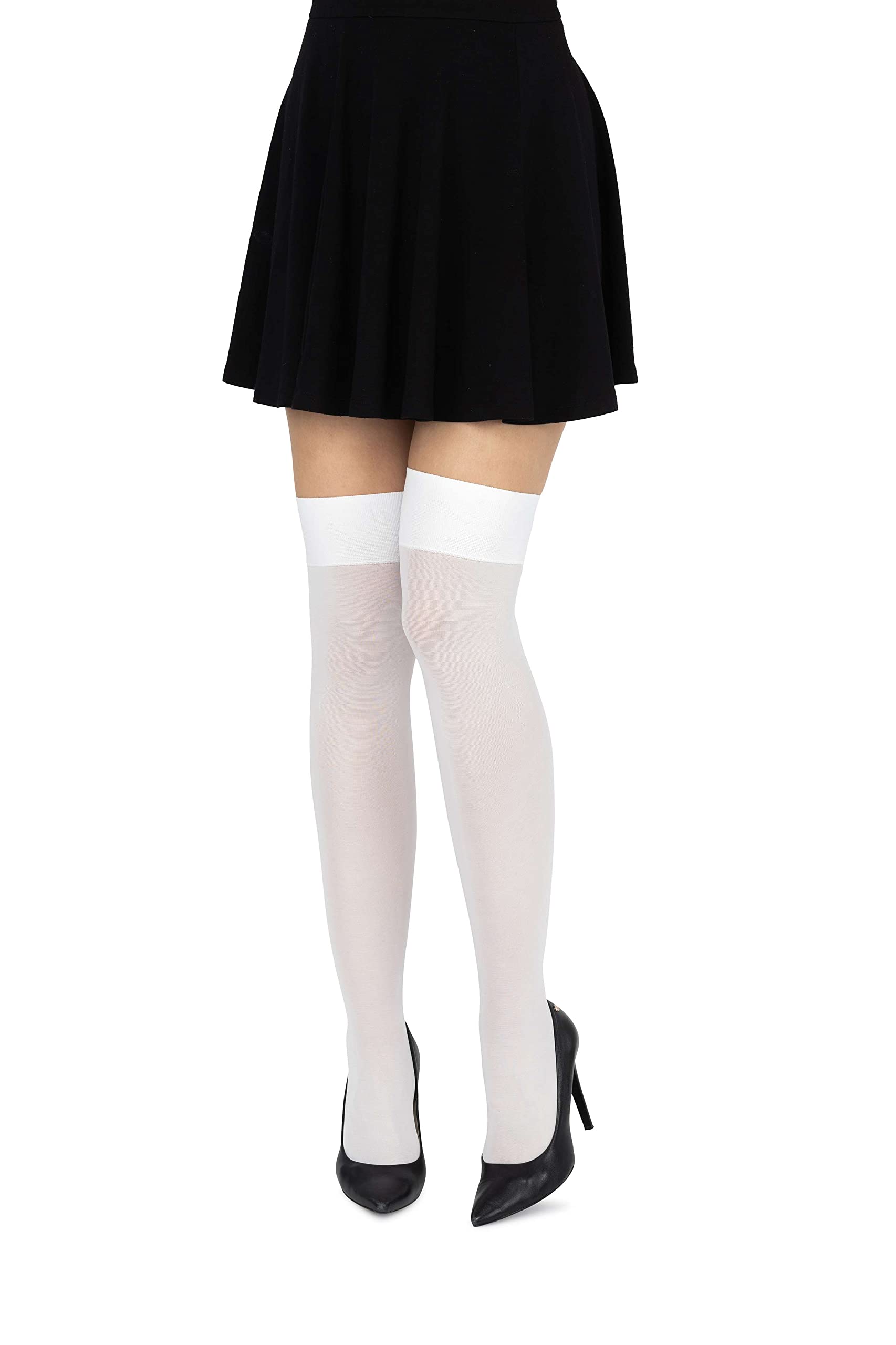 looksy Calcetines largos por encima de la rodilla para mujer, calcetines lisos hasta la rodilla, para niñas, escuela, cosplay, uniforme, medias 60 den