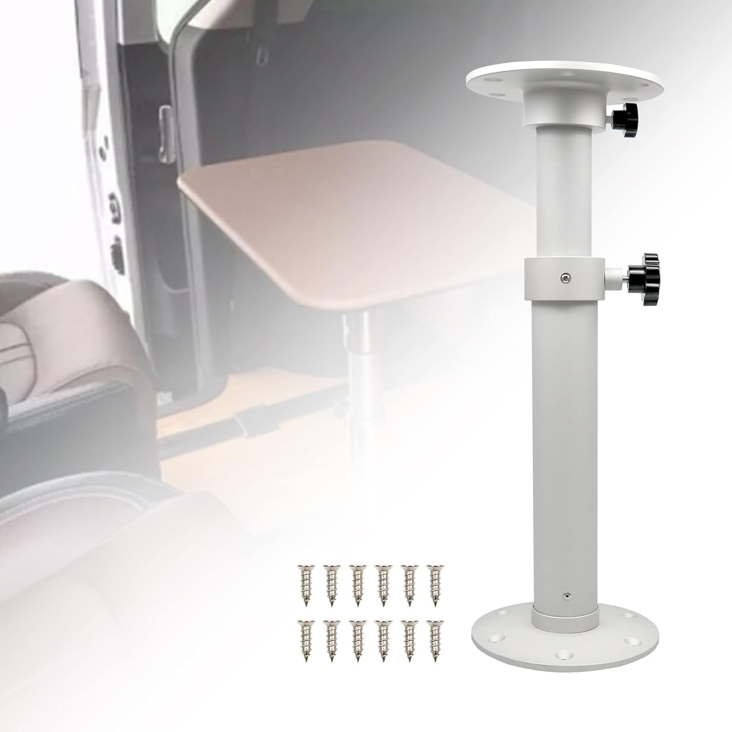 Pieds de Table pour Camping-Car,Hauteur Réglable 46-70 cm,Pied de Table Amovible RV pour Camping-Car,Bateau,Yacht,Mobile Home,Blanc