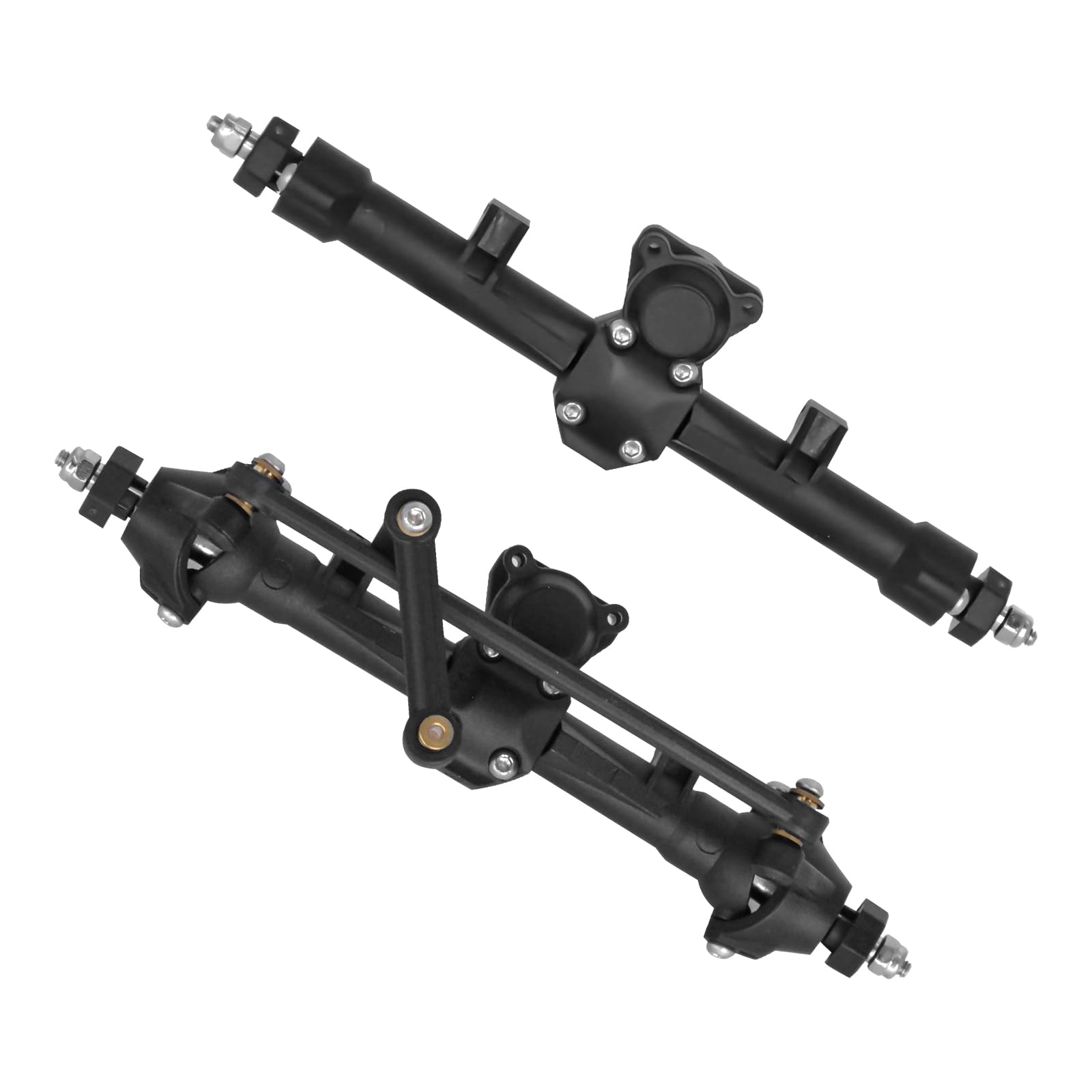 Steering Axle Front & Rear Axles Set Original Straight & Steering Axles for SCX24 AX24 Deadbolt JLU C10 Bronco Gladiator Axial 1/24 RC Crawler