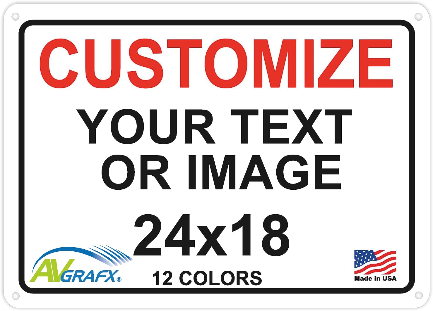 AV Grafx Custom Metal Signs, Aluminum, 24x18, Border, Modern, Professional, Customizable, Durable, Versatile, UV Resistant, Made in USA