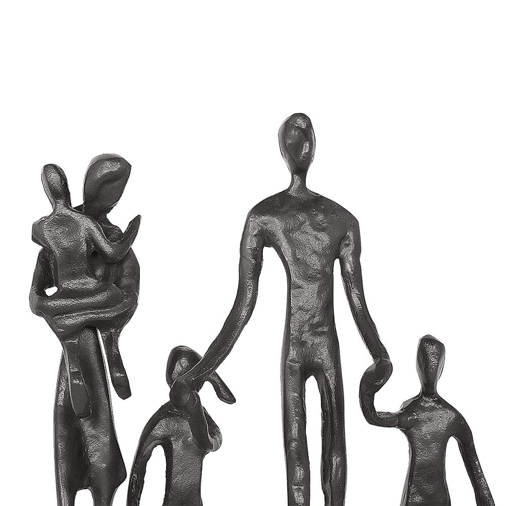 Aoneky Estatua Familiar de Metal - Figura Decorativa de Madre Padre Hijo Hija, Escultura Moderna Abstracta, Decoración del Hogar Casa Oficina, Figura Decorativa de Familia de 5, Negro