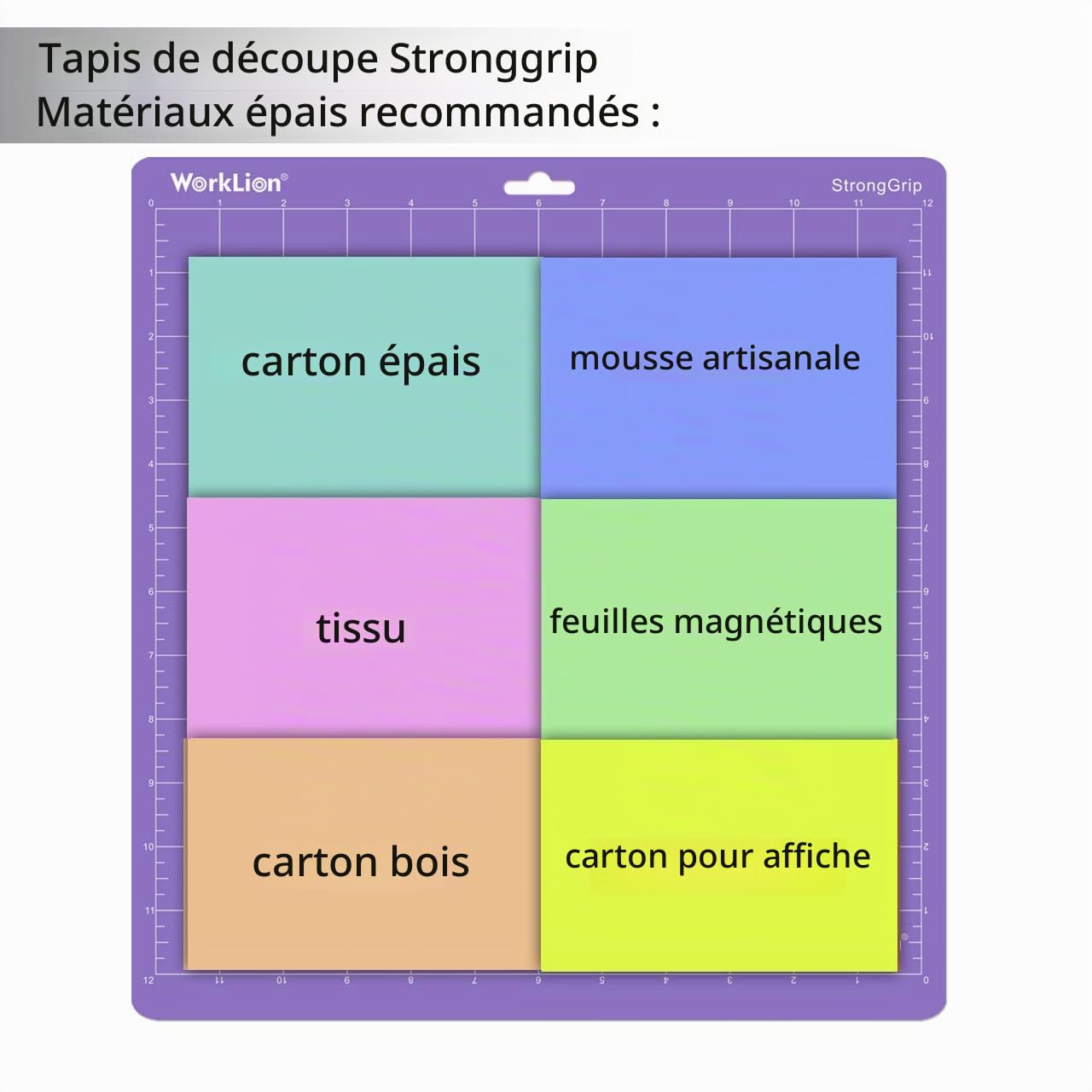 Worklion Tapis de découpe adhésif de rechange pour Silhouette Cameo 4/5/3/2/1 Accessoires de découpe pour Silhouette Cameo (4 standard, 1 LightGrip, 1StrongGrip)