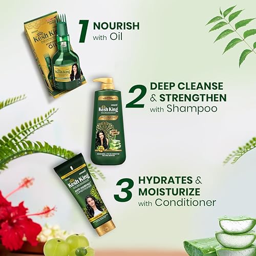 Miniatura 4 de Emami KESH KING Ayurvedic - Champú anti caída de cabello que reduce la caída, 21 ingredientes naturales con la bondad del aloe vera, bhringraja y