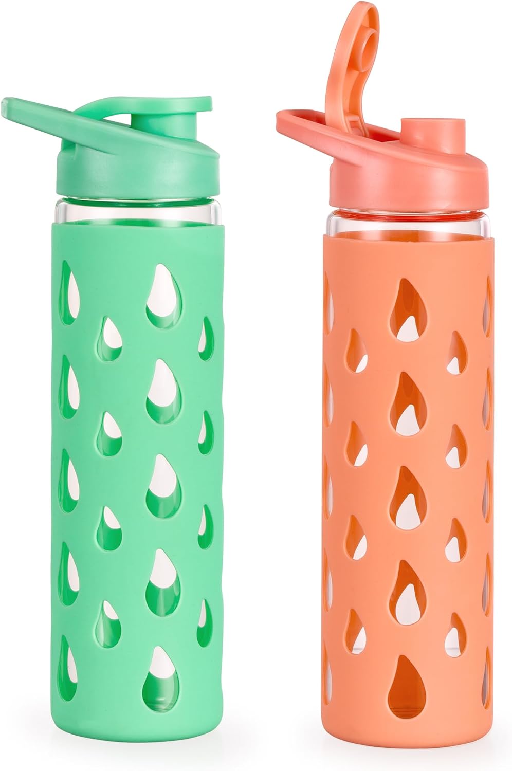 Borosilicate Glass Water Bottles Bulk with Silicone Sleeve & Chug Lid
