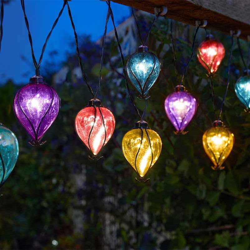 10 Bright Rainbow Balloon Solar Powered String Lights Warm White LED Garden Lighting