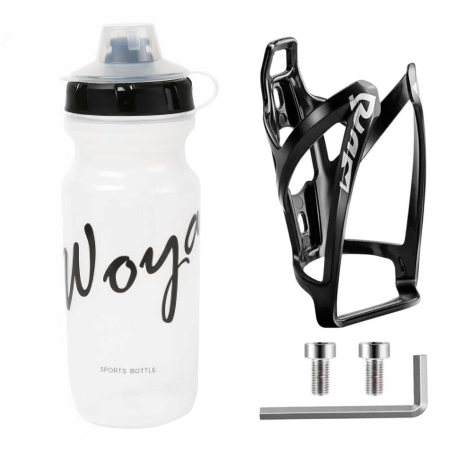 Bike Water Bottle Cage & 600ML Sports Bottle Set - Universal Lightweight Design, Food-Grade Safe, Easy Install for Mountain/Road/Kids Bicycles