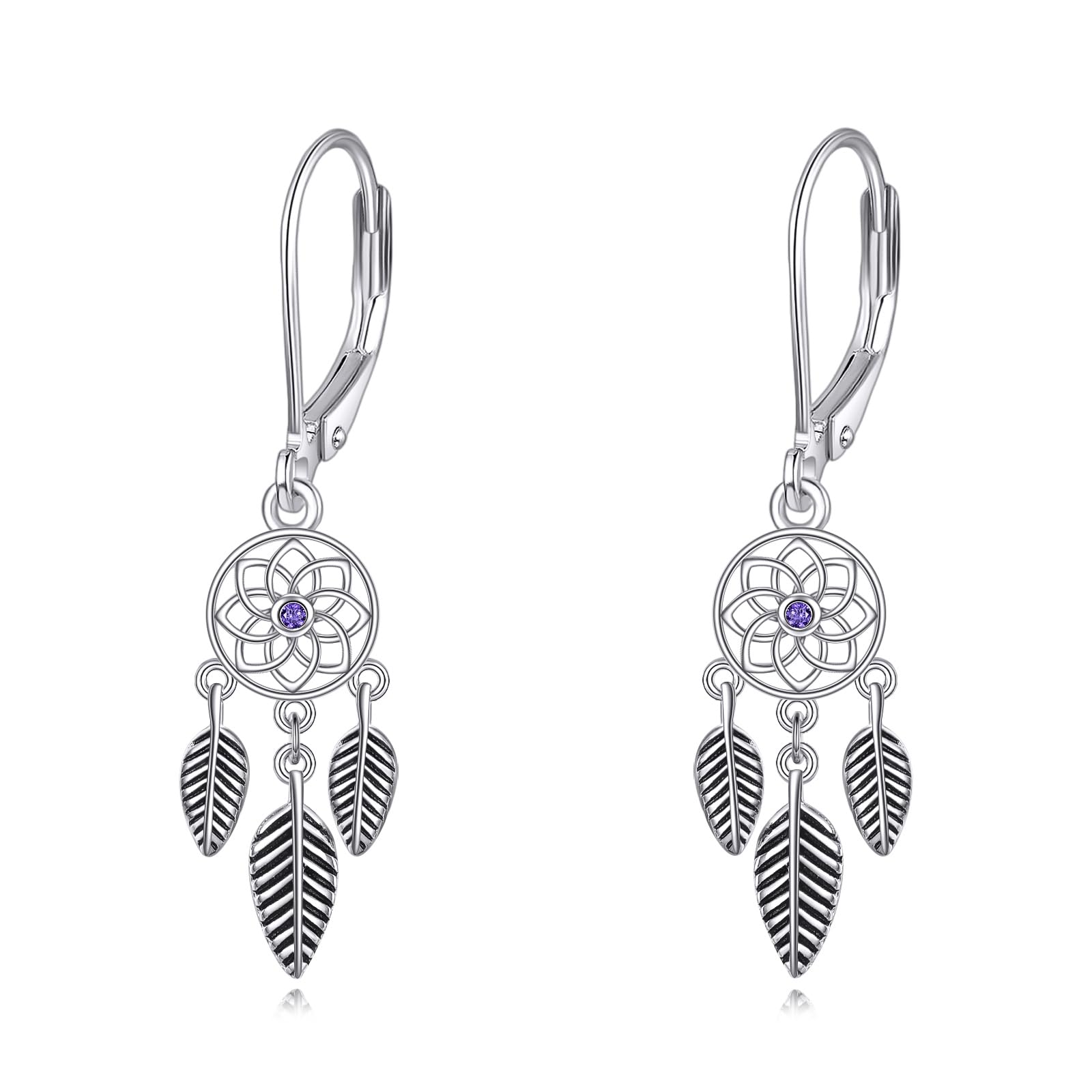 VONALA Orecchini acchiappasogni per donne e ragazze, in argento Sterling con turchese e piume, orecchini pendenti in stile bohémien, gioielli regalo per donne e ragazze