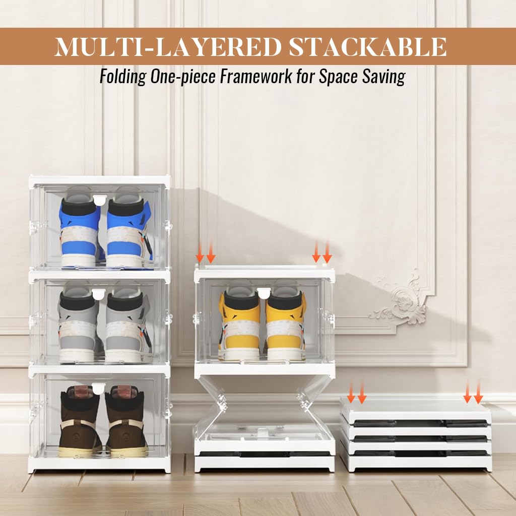 Supvox® 3 Tier Shoe Rack for Home with Door Multipurpos Shoe Stand for Home with Cover Foldable Sneaker Containers Bins for Men Women Heels Boots Loafers Sneakers Slippers 2