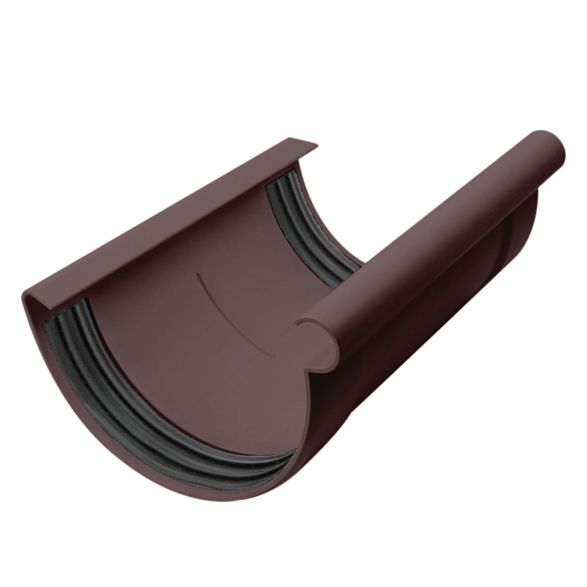INEFA Gutter Connector, Half-Round, PVC 125mm Dark Brown Gutter Connector, Simple Push-fit Installation, Made in Germany