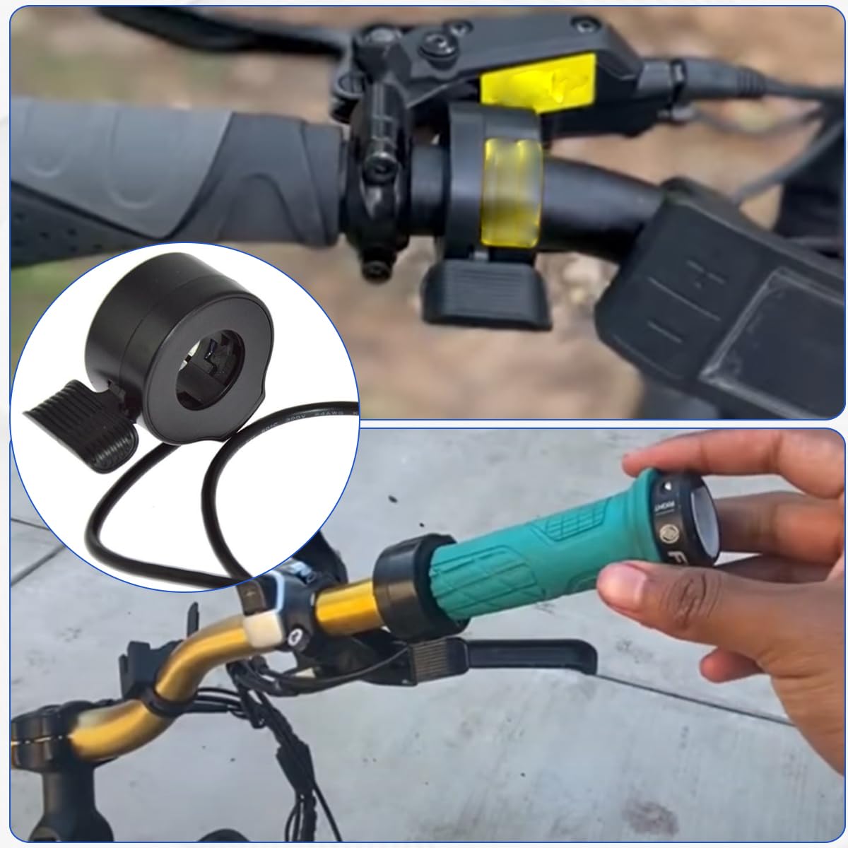 ZAMDOE Acceleratore Universale a Pollice 7/8 di Pollice (22 mm) Gruppo Leva acceleratore 12V-72V per Bici elettriche Scooter elettrici e monopattini per Bambini Antiscivolo Impermeabile