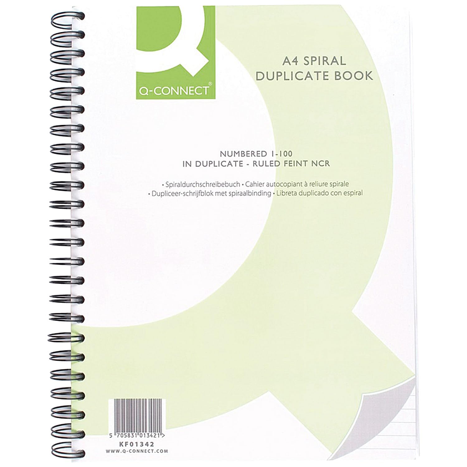 Q-Connect Feint Ruled Wirebound Duplicate Book A4 305 X 228 mm from B&Q