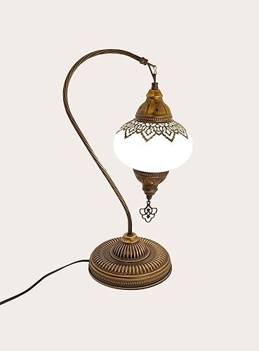 Miniatura 3 de Angora Hayden - Lámpara de mesa - Blanco cálido  100% hecha a mano en Turquía, vidrio, mediterráneo, bohemio, turco marroquí, lámparas de mesa de