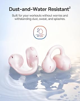 Baseus Bass BC1 Open Ear Earbuds Clip-On Headphones, Open-Ring Comfort with Tri-Curve Snug Clip, Powerful Sound with SuperBass, 4-Mic Clear Calls, IP55 Waterproof, 38H Playtime