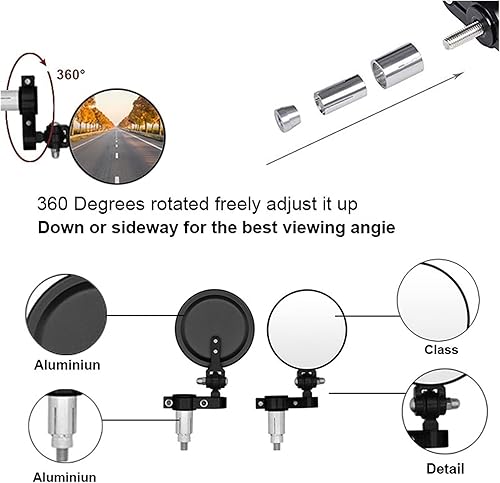 Miniatura 3 de Espejos de motocicleta redondos de 3 pulgadas para Kawasaki ZXR400 ZZR600 VERSYS 1000 Z1000 ZX10R ZX12R