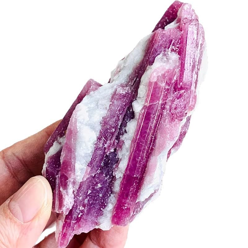 Cristal Crudo de turmalina en Flor de Ciruelo Natural – Turmalina | Espécimen mineral, piedra de cristal curativa para decoración del hogar, colección y regalo