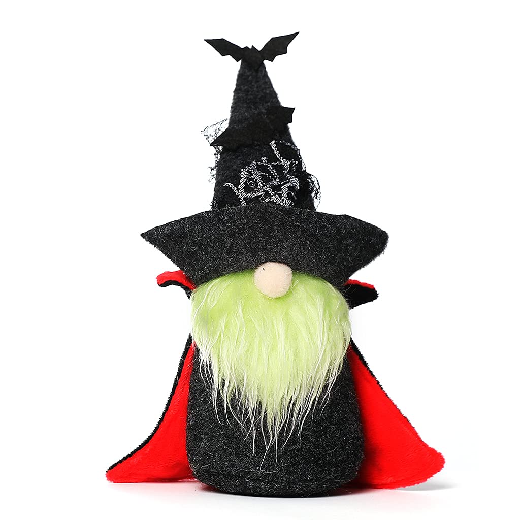 Kalttoy Halloween Gnomes Plush Dwarf Christmas Decorations Plush Holiday Esstentials Black Witch with Bright Beards Cloak Dwarf Ornaments Cartoon Decoration