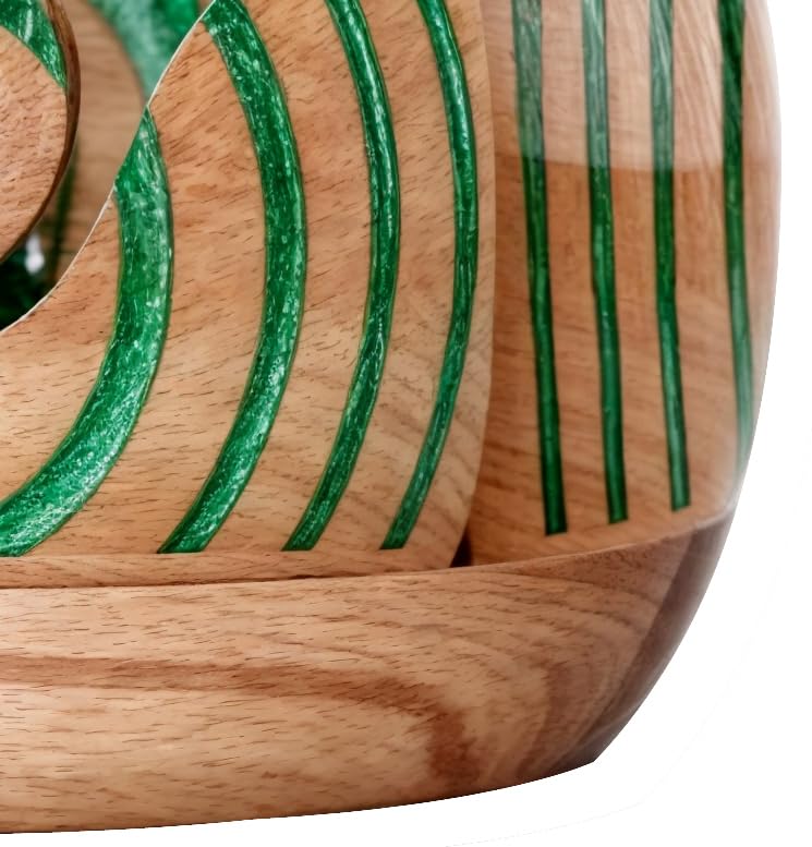 Image of Wooden Yarn Bowl for Knitting Yarn Bowl for Crocheting, Yarn Storage Bowl to Prevent Slipping, Wooden Yarn Holder, Best Gift for Crochet (#Design-1)