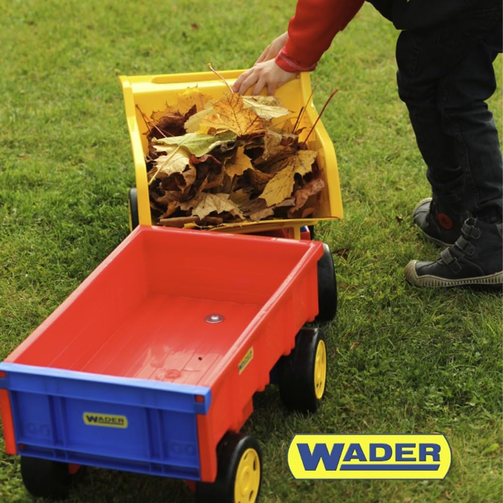 Wader 10950 - Carretilla de Mano Gigante con robustos Ejes de Acero, Capacidad de Carga hasta 60 kg, tamaño Aprox. 95 cm, para niños a Partir de 12 Meses, Juegos creativos