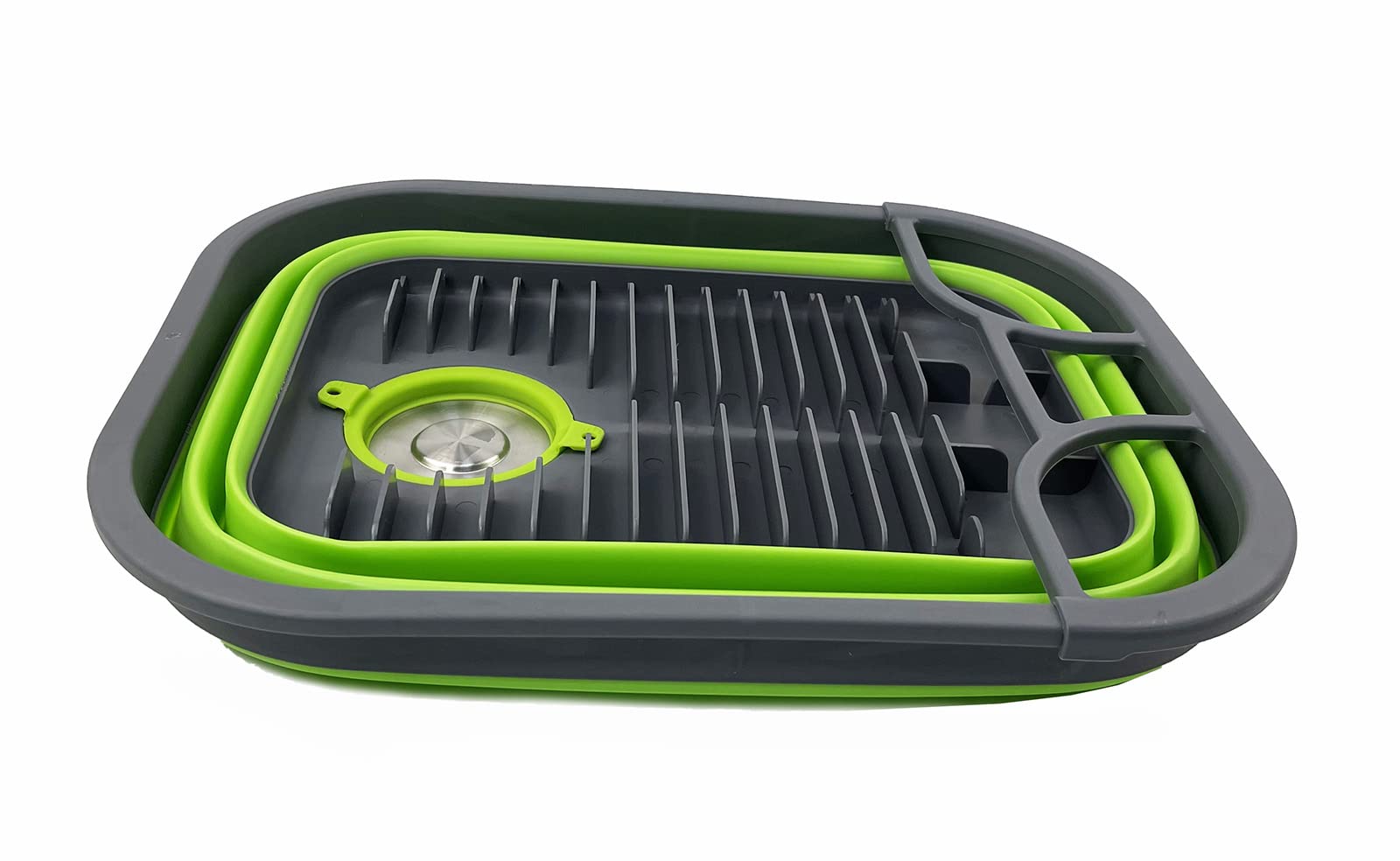 SAMMART 15L Collapsible Plastic Dish Drainer, Foldable Drying Rack, Portable Dinnerware Organizer - Image 4