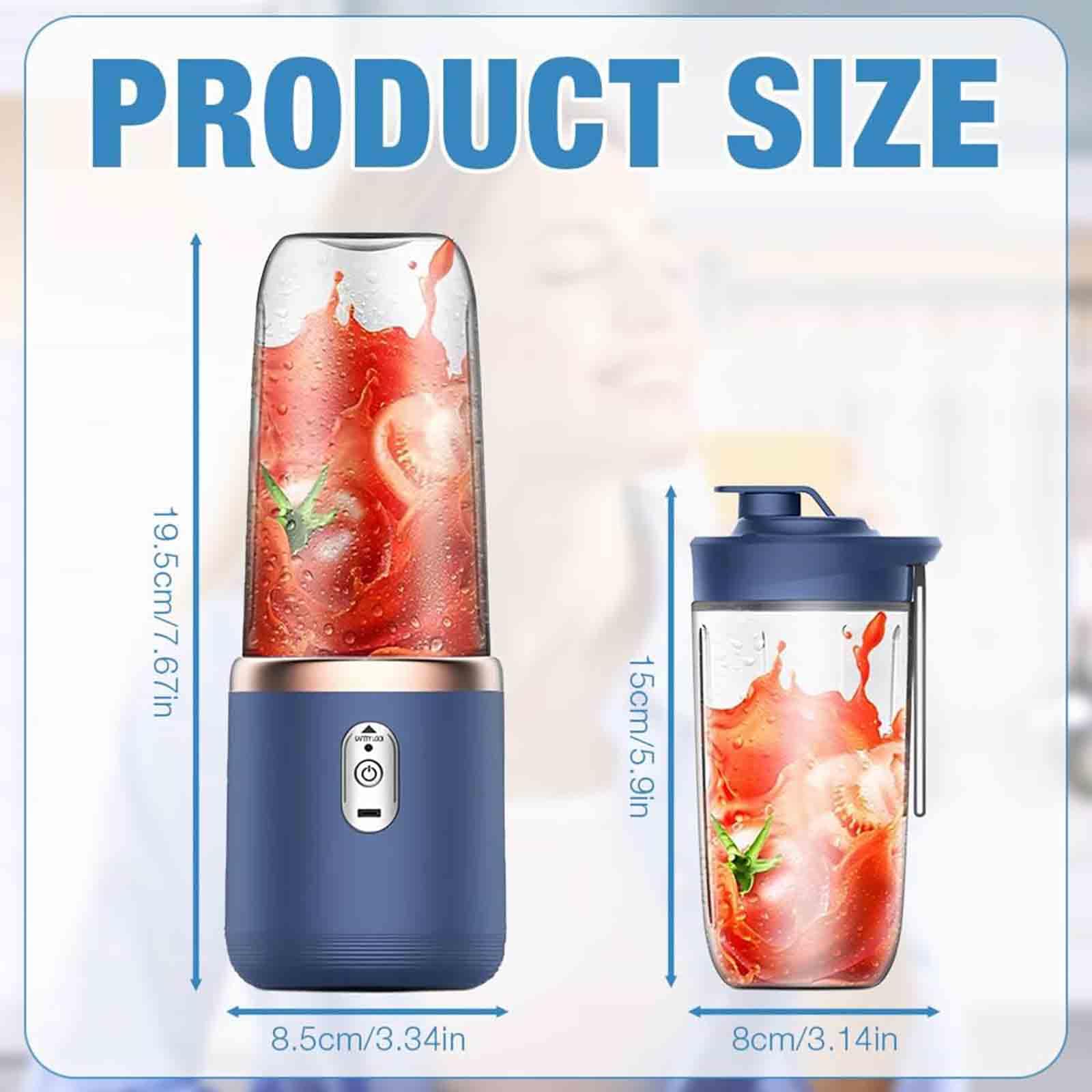 Frullatore Portatile Ricaricabile, 400 ml, Senza BPA, da Viaggio, con 6 Lame, per casa, Palestra, Senza Fili, a Prova di perdite, Plastica Resistente