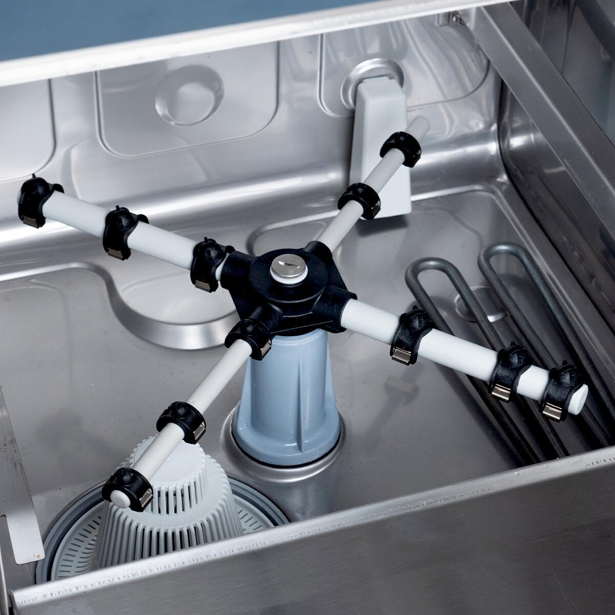 GastroHero Gläserspülmaschine, 40x40 cm, 230 V, Edelstahl HYPRO-GLSM40SL | 40 Körbe/Stunde, mit Ablaufpumpe & Drucksteigerungspumpe, Reiniger- & Klarspüldosierer, Made in Europe, 270 mm Einschubhöhe