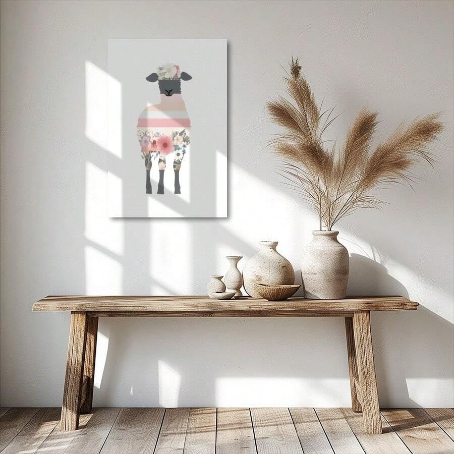 Affiches de moutons de ferme en toile texturée 60x80cm - 3